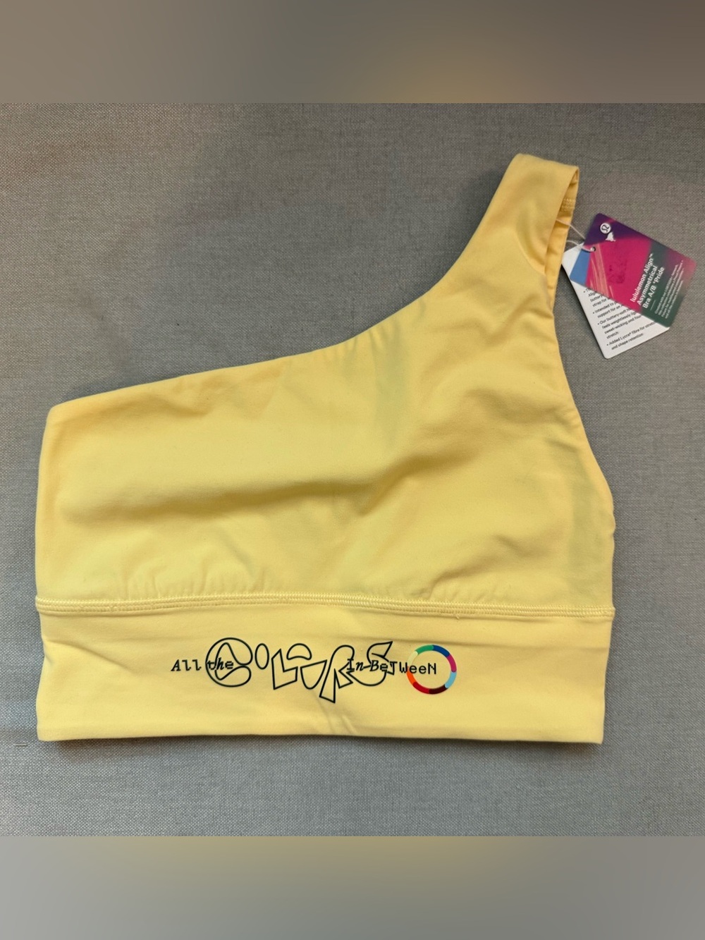 NWT Lululemon Align Asymmetrical Bra Pride All The Colors In Between Size 4